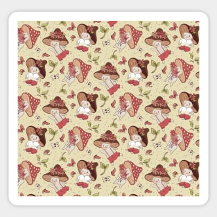 Kawaii Cottagecore Mushroom Pattern Sticker